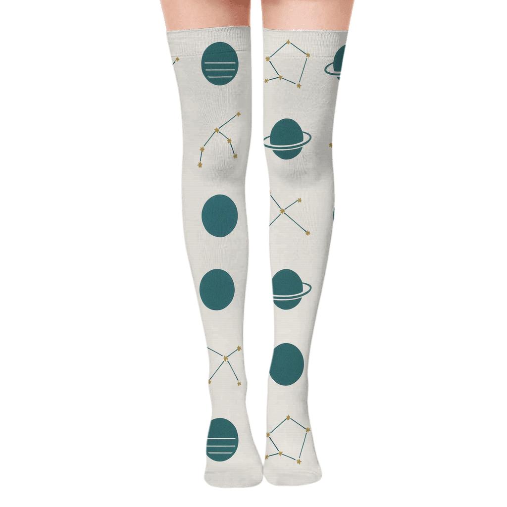 Constellation Grid Chart comfortable cotton over-the-knee socks