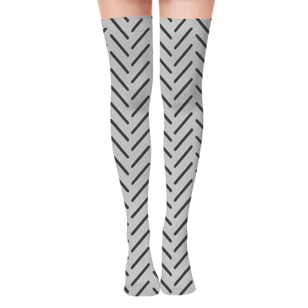Soft Herring Line designer print over-the-knee socks