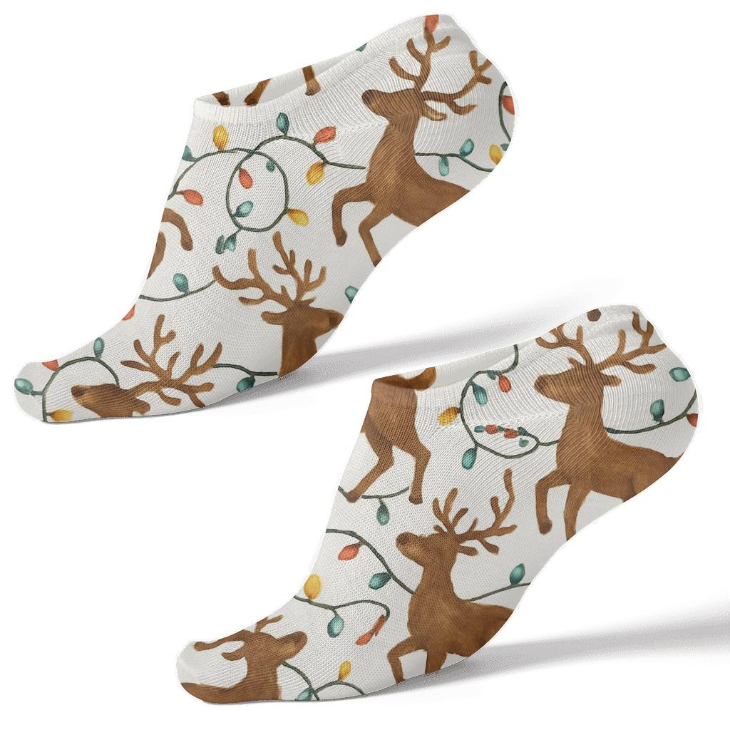 Reindeer Lights Xmas Scatter stylish athletic ankle socks