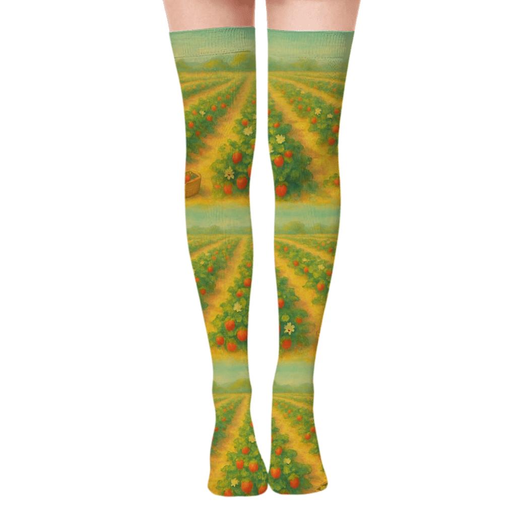 Strawberry Field Wrap custom over-the-knee socks