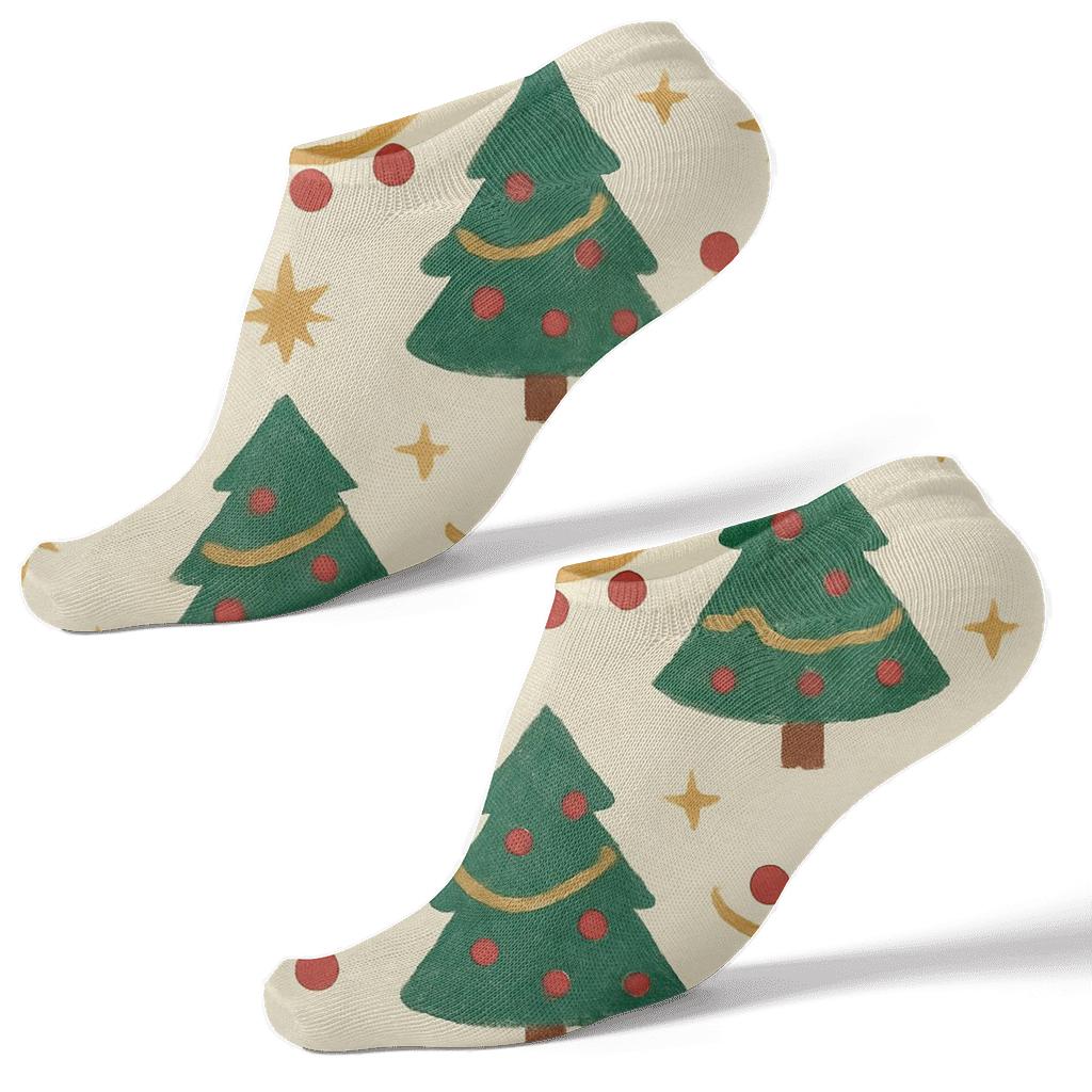 Festive Tree Grid Holiday personalized ankle socks