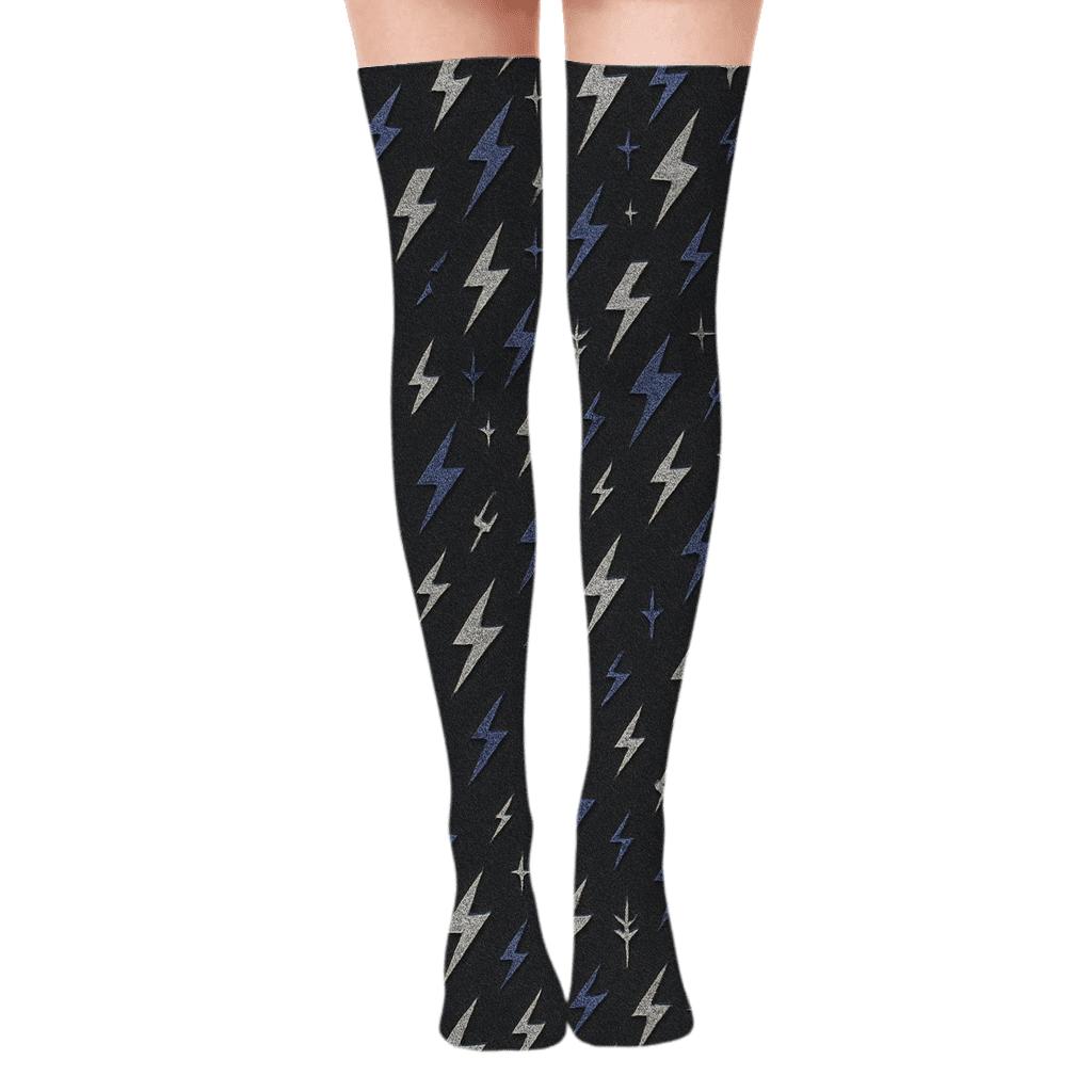 Scattered Micro Bolt Texture trendy patterned over-the-knee socks