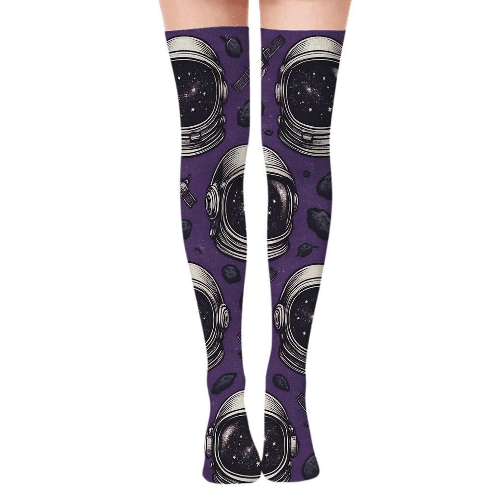 Astronaut Helmet Tile stylish fashion over-the-knee socks