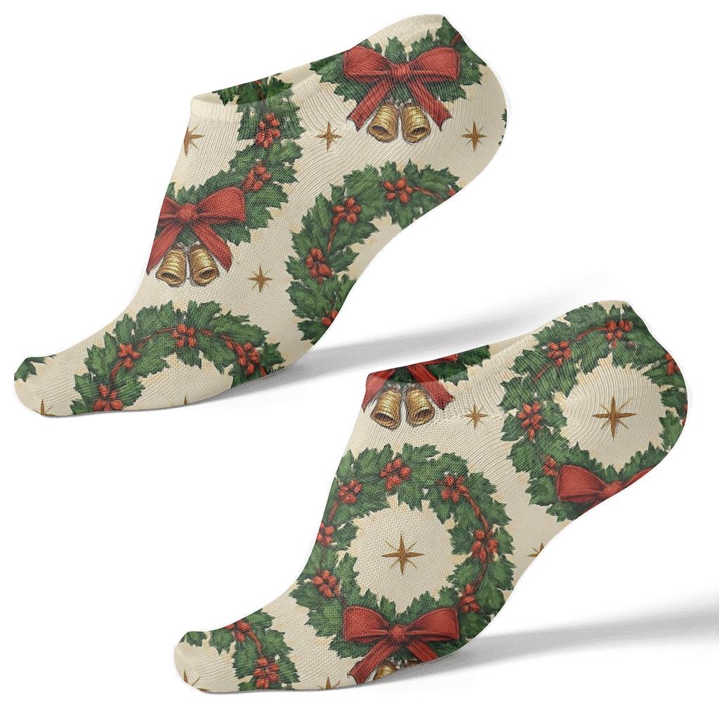 Wreath Halo Christmas soft everyday ankle socks