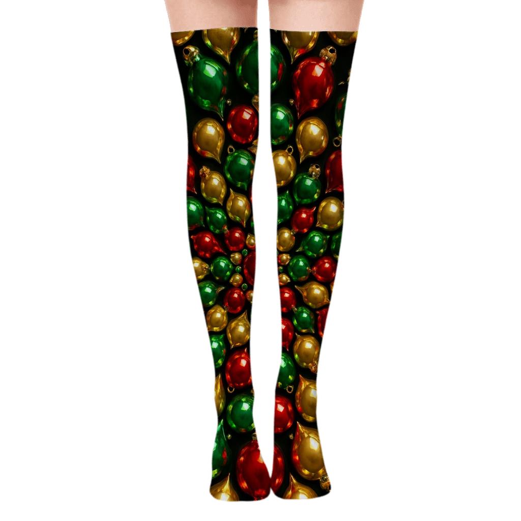 Holiday Ornament Radial Mosaic stylish fashion over-the-knee socks
