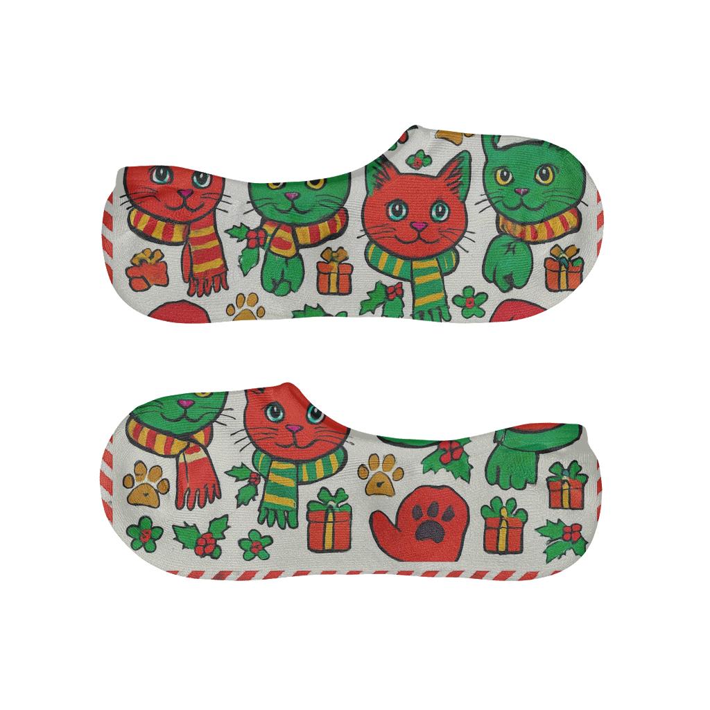 Holiday Carol Cats Grid trendy no-show sock styles