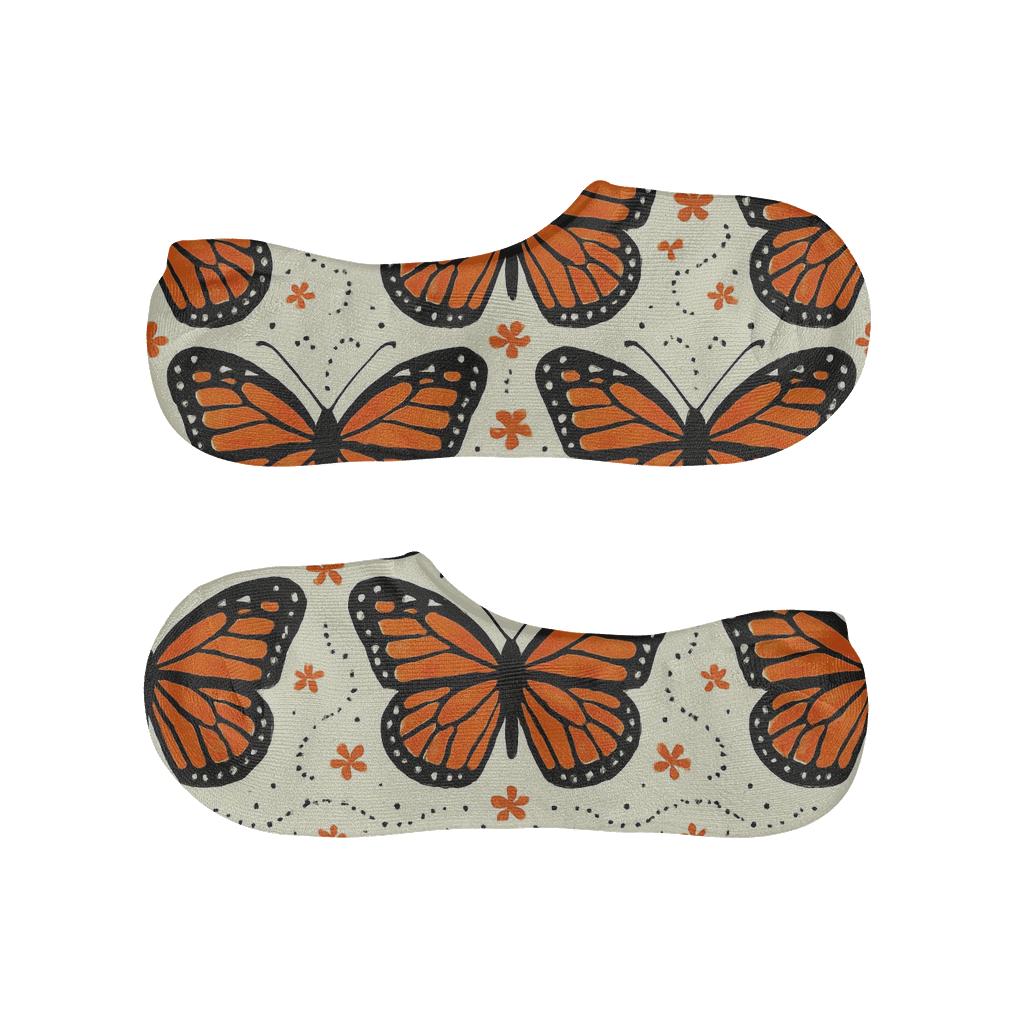 Monarch Wing Grid On Ivory Field comfortable invisible socks