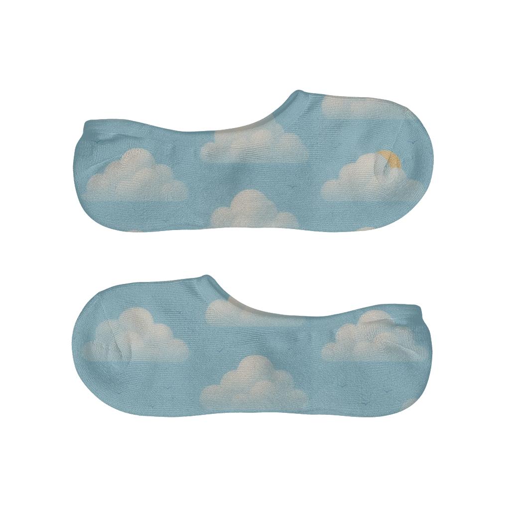 Cumulus Grid On Sky Blue breathable no-show socks
