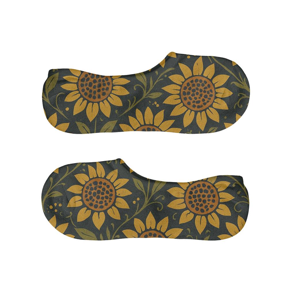 Sunflower Chevron On Charcoal Background unique hidden socks
