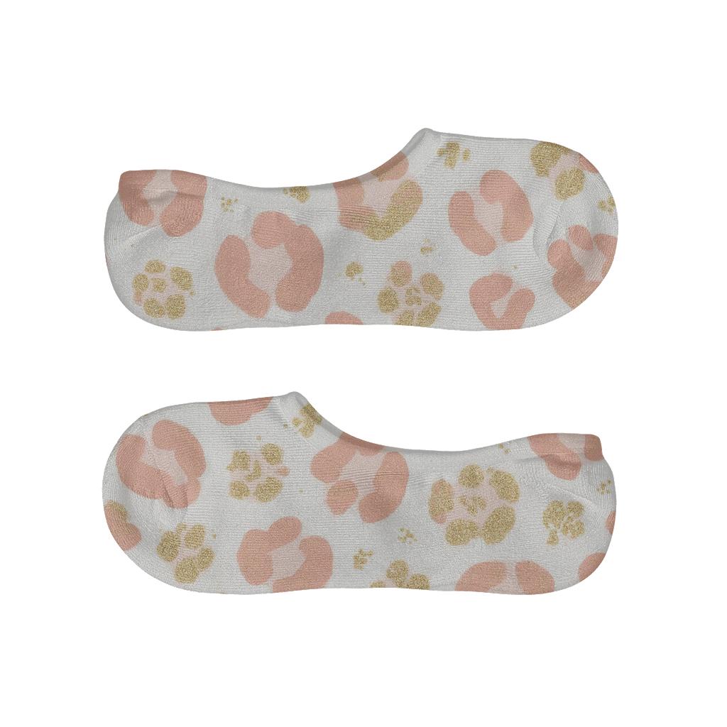 Blush Pink Leopard Scatter On White Background personalized no-show socks
