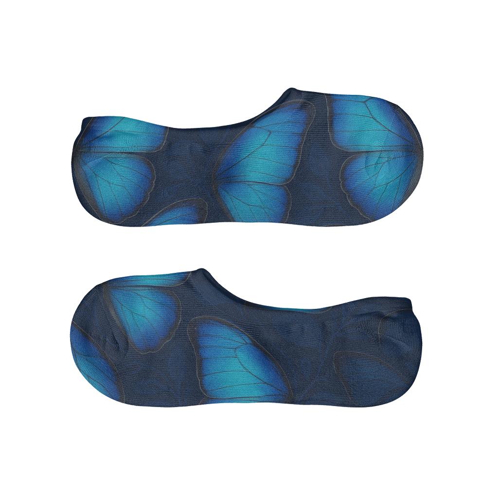 Iridescent Blue Morphos Tessellation On Navy Blue comfortable low-cut socks