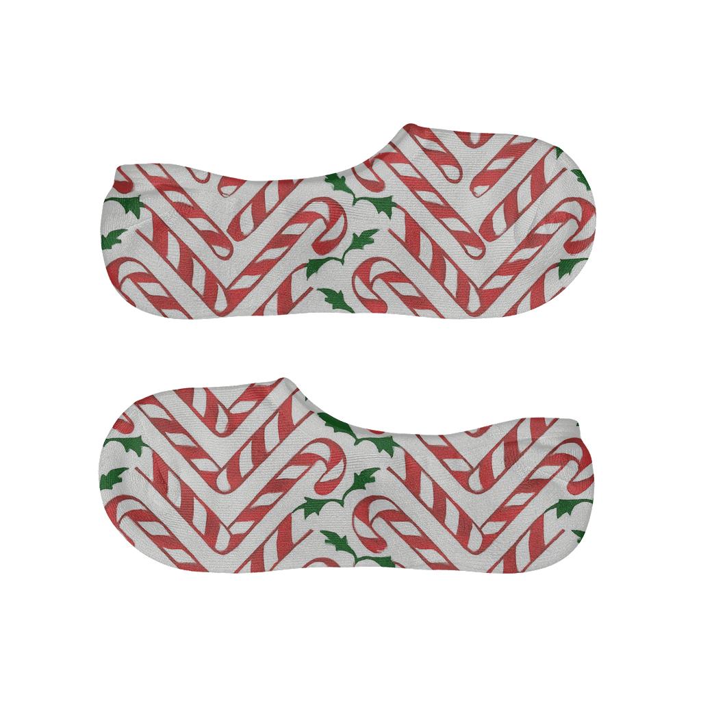 Candy Cane Chevron On White Background anti-slip no-show socks