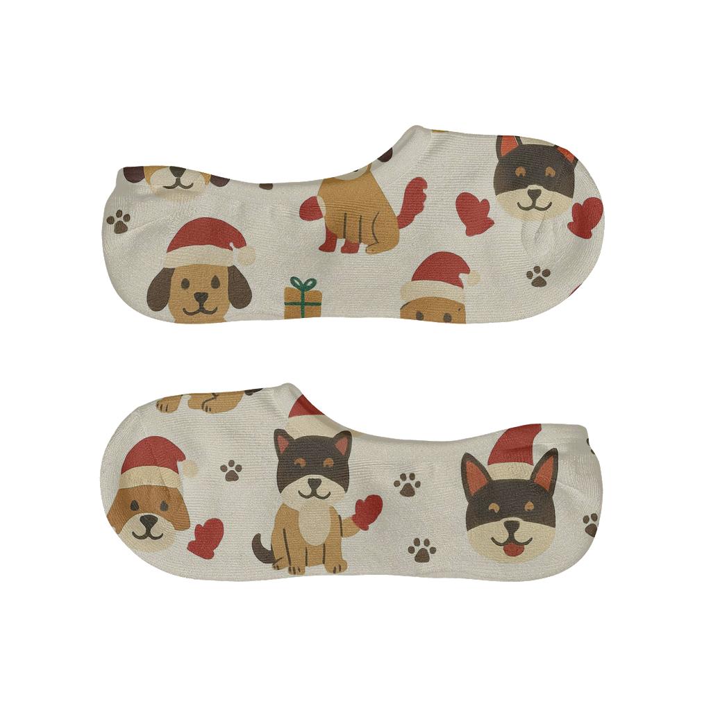 Santa Pup Scatter soft cotton no-show socks