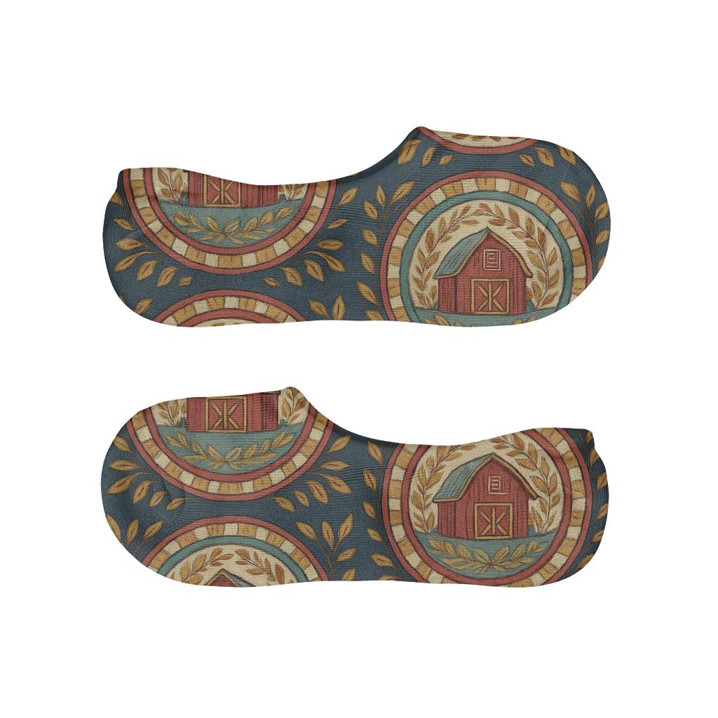 Barn Stripe Concentric Motif breathable no-show socks