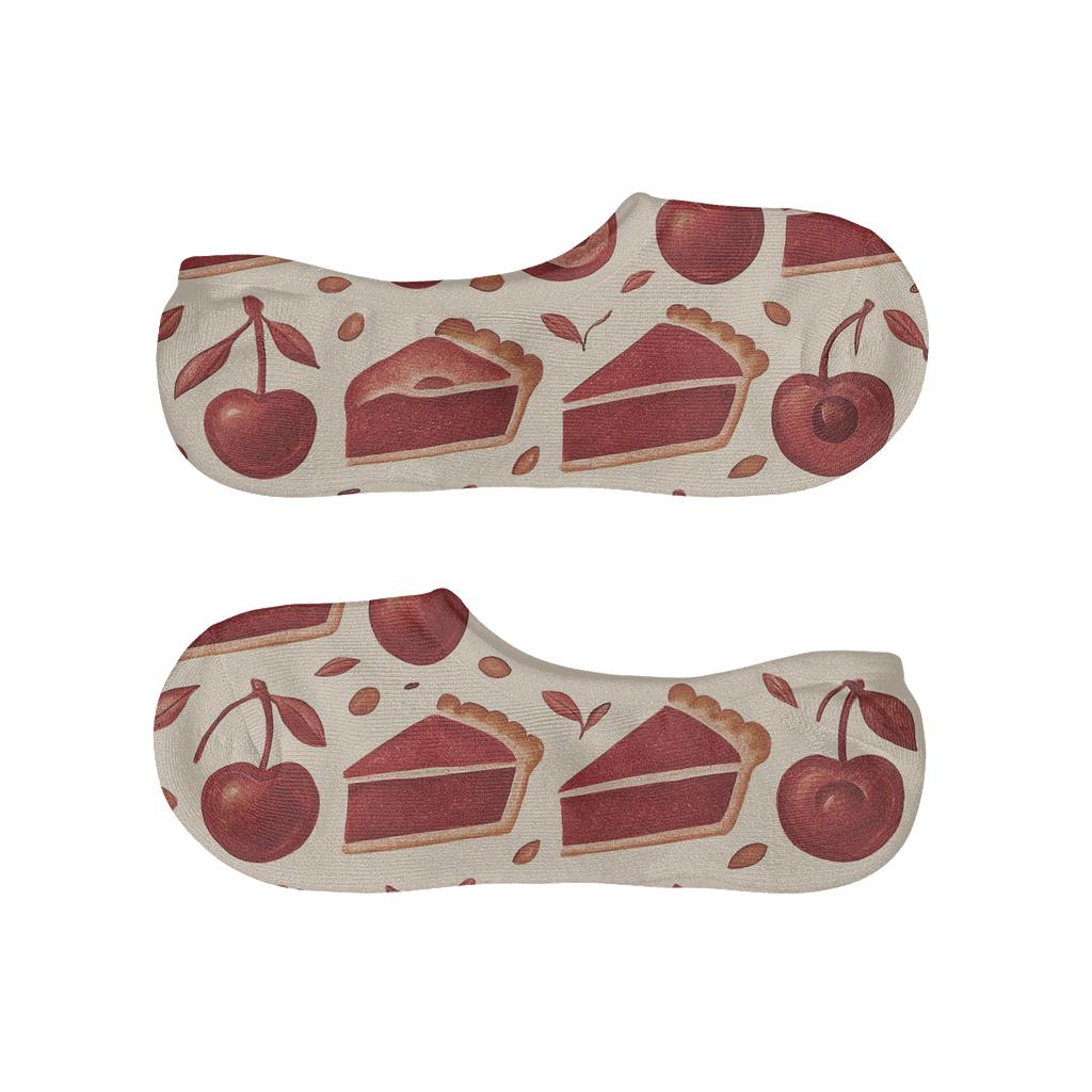 Tessellated Cherry Pie Slice Band On Cream designer print no-show socks