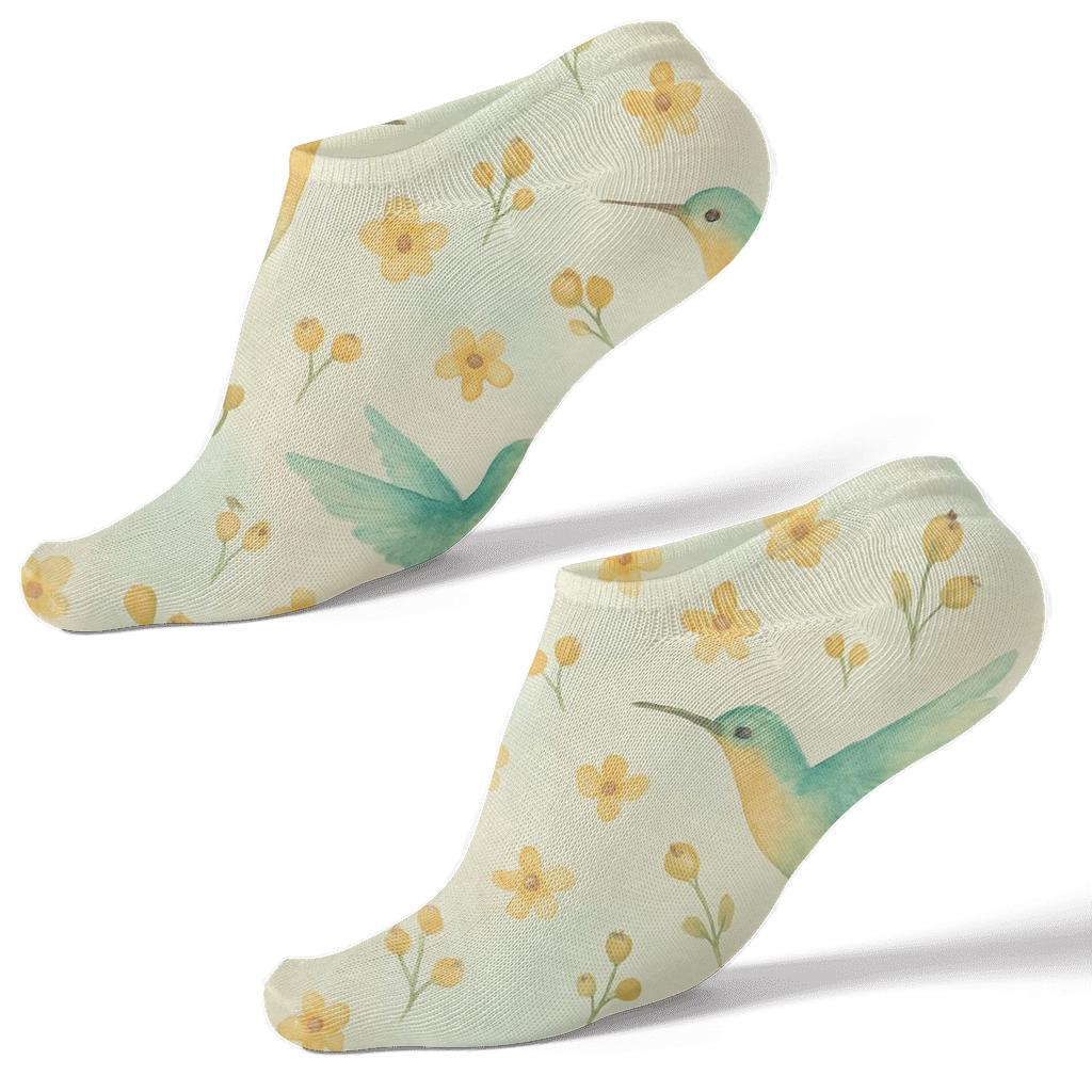 Hummingbird Bloom Scatter trendy patterned ankle socks