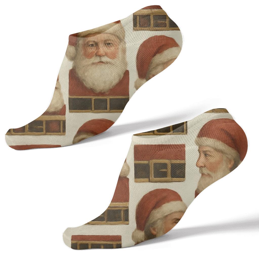 Cozy Painted Santa Face Placement stylish athletic ankle socks