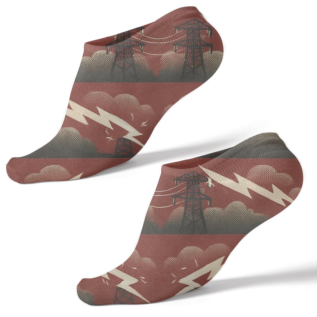 Vintage Industrial Power Lines custom ankle socks