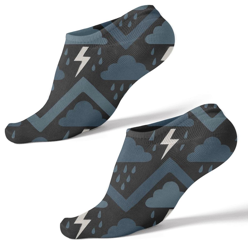 Storm Chevron Rain On Charcoal unique graphic ankle socks