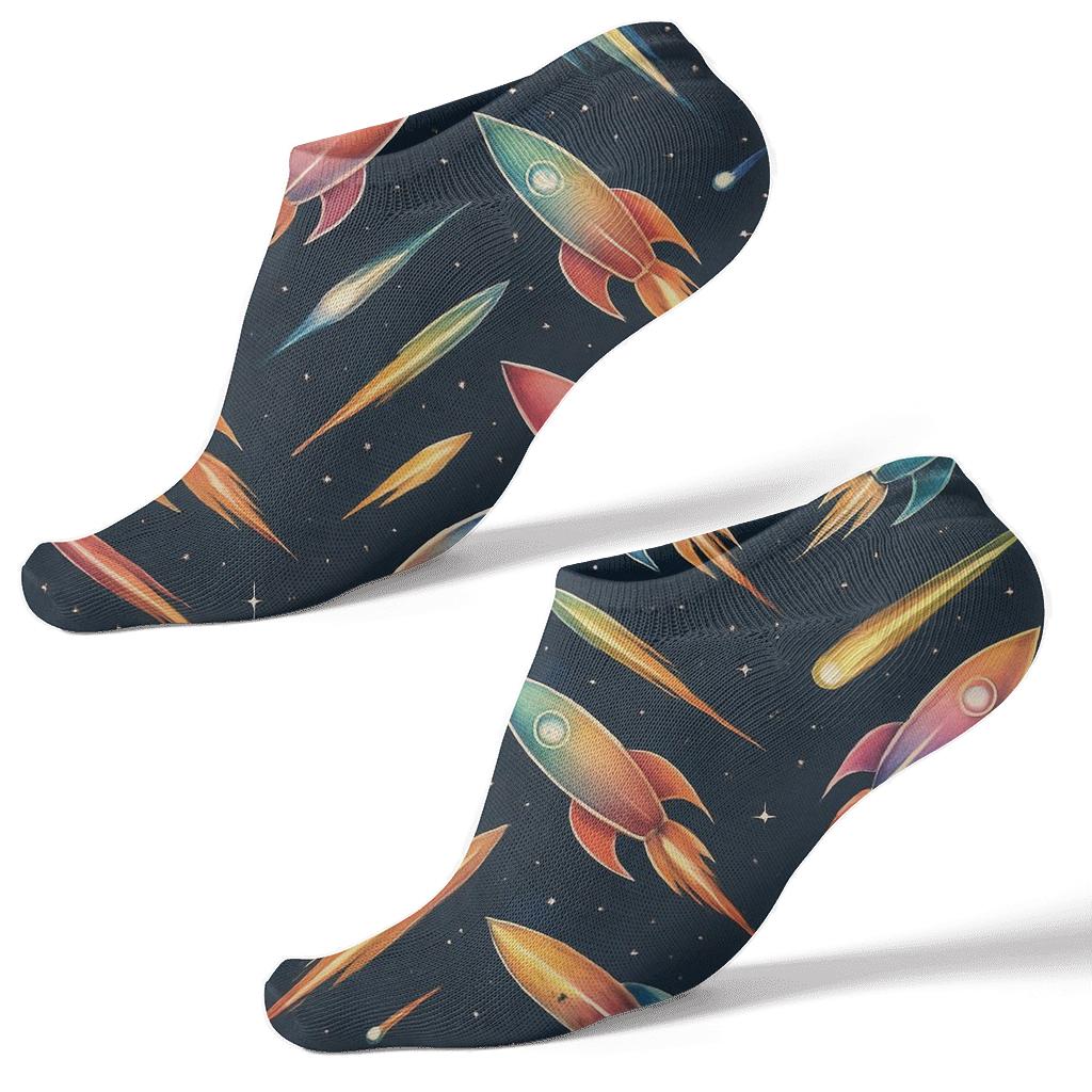 Retro Rocket Chevron Parade stylish athletic ankle socks