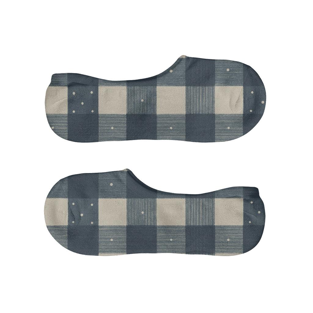 Navy Gingham With Dot Insets comfortable invisible socks