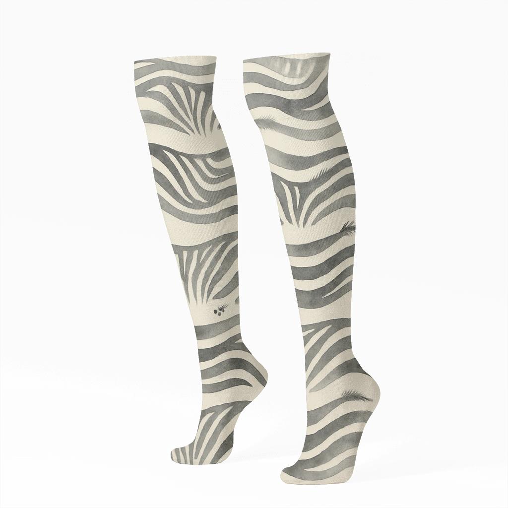 Organic Stripe Wave Grid personalized knee-high socks