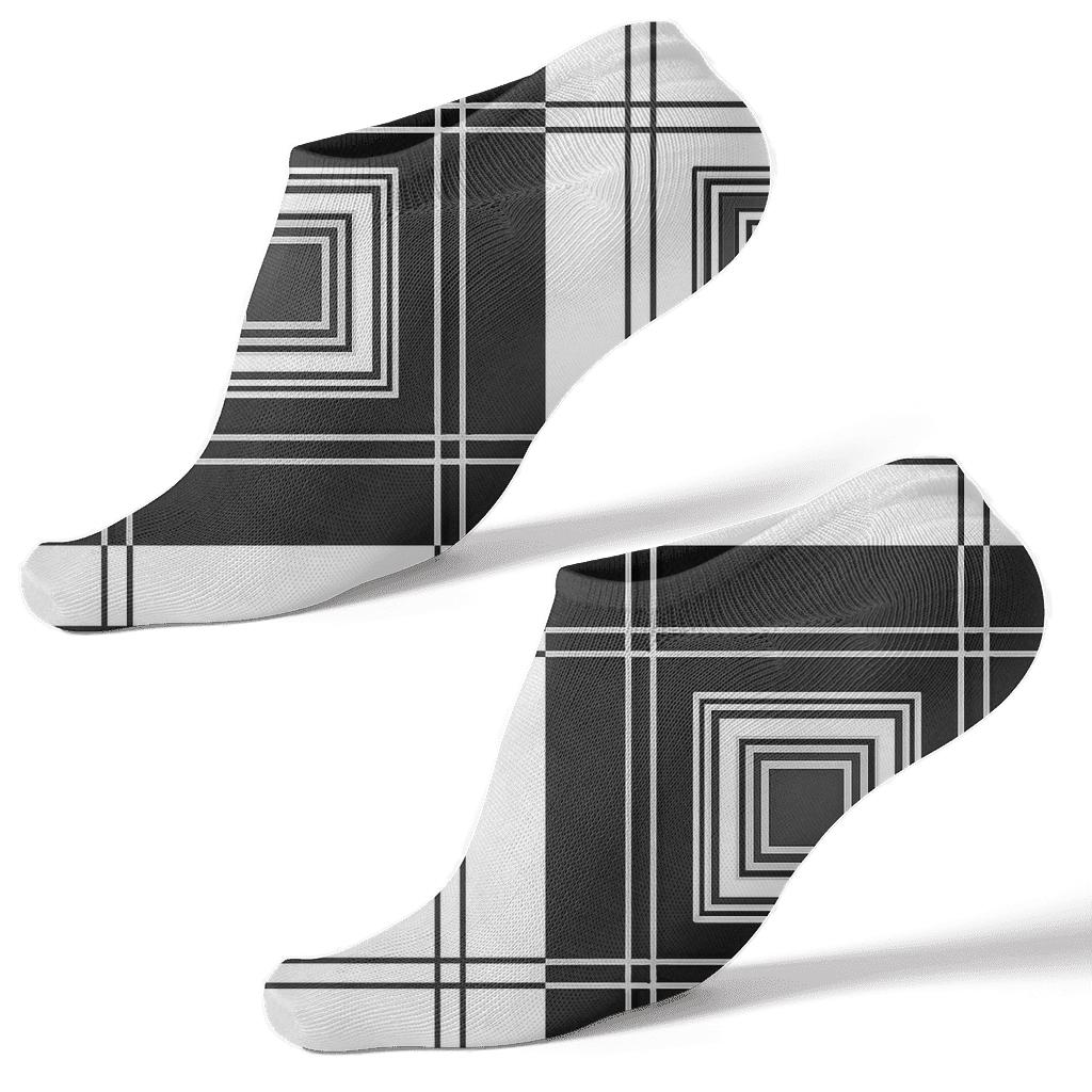 Monochrome Nested Checker Blocks premium sports ankle socks