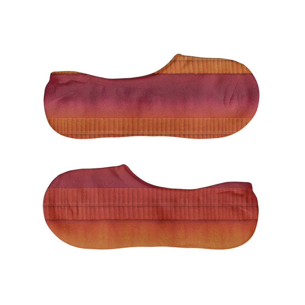 Sunset Ombre Accordion Bands On Colored Background designer printed no-show socks