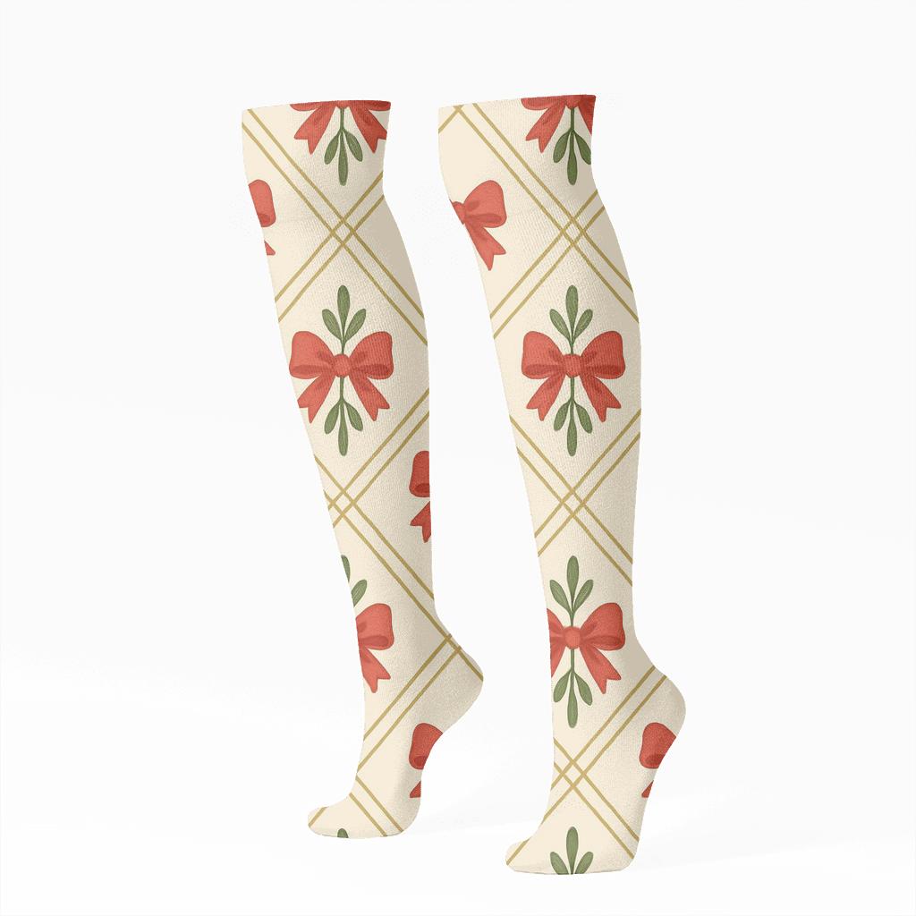 Scarlet Ribbon Lattice premium sports knee-high socks