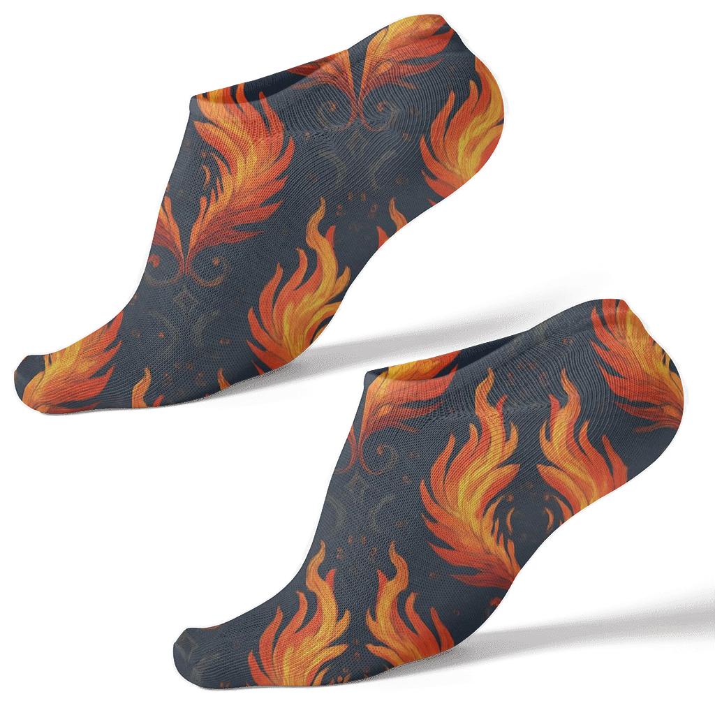 Phoenix Feather Flame Lattice stylish athletic ankle socks