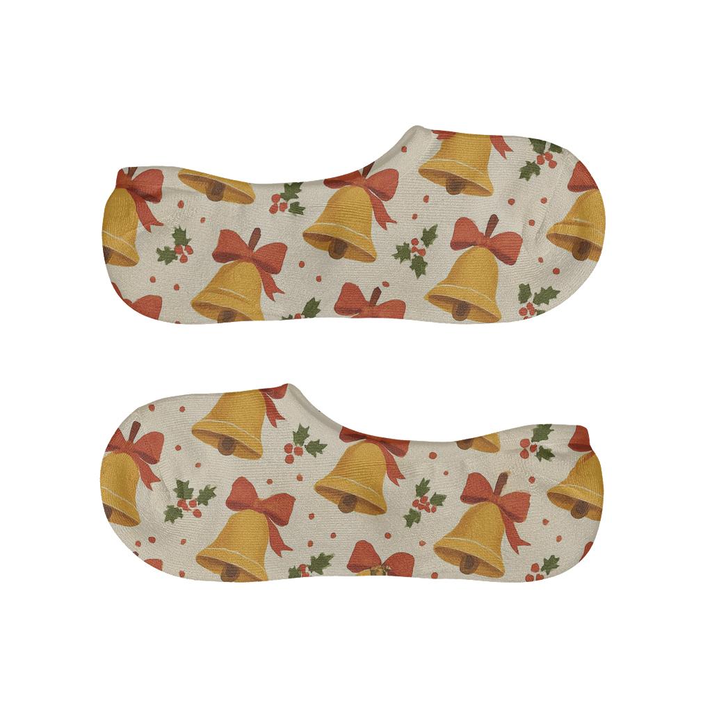 Holiday Bells Wave Pattern soft cotton no-show socks