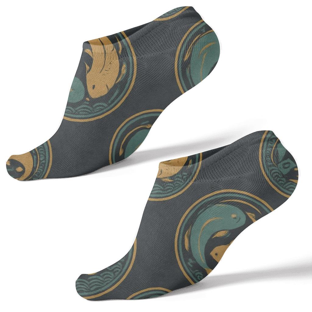 Dual Koi Radial Circles soft everyday ankle socks