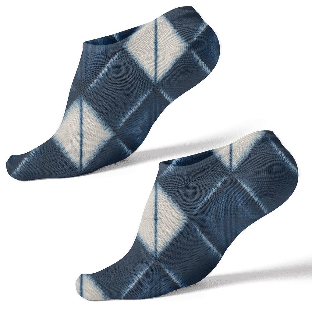 Shibori Diamond Array On Indigo Field stylish athletic ankle socks