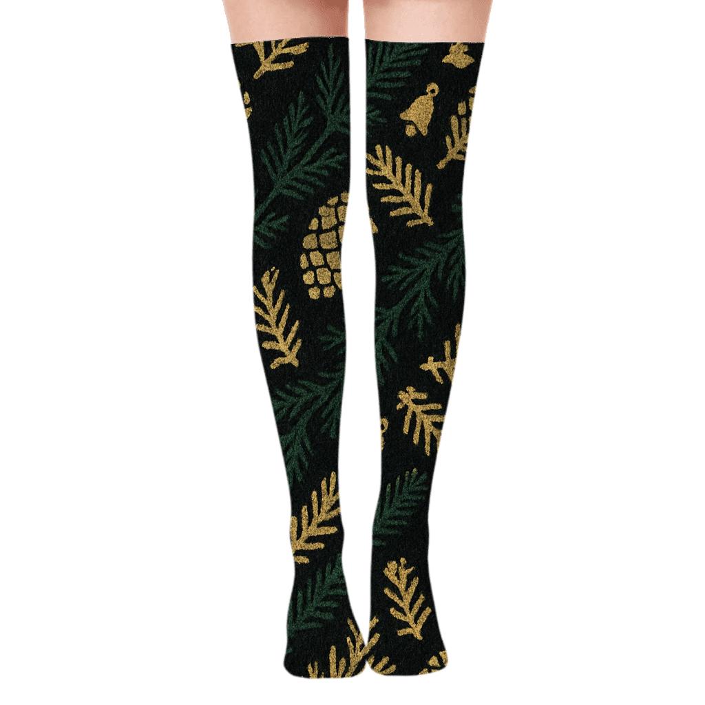 Gilded Pine Chevron unique graphic over-the-knee socks
