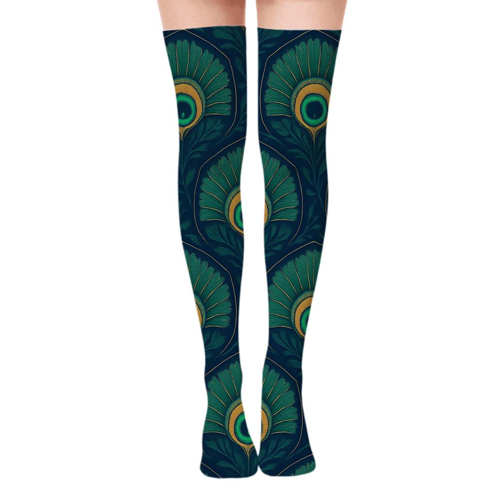 Peacock Tail Tessellation soft everyday over-the-knee socks