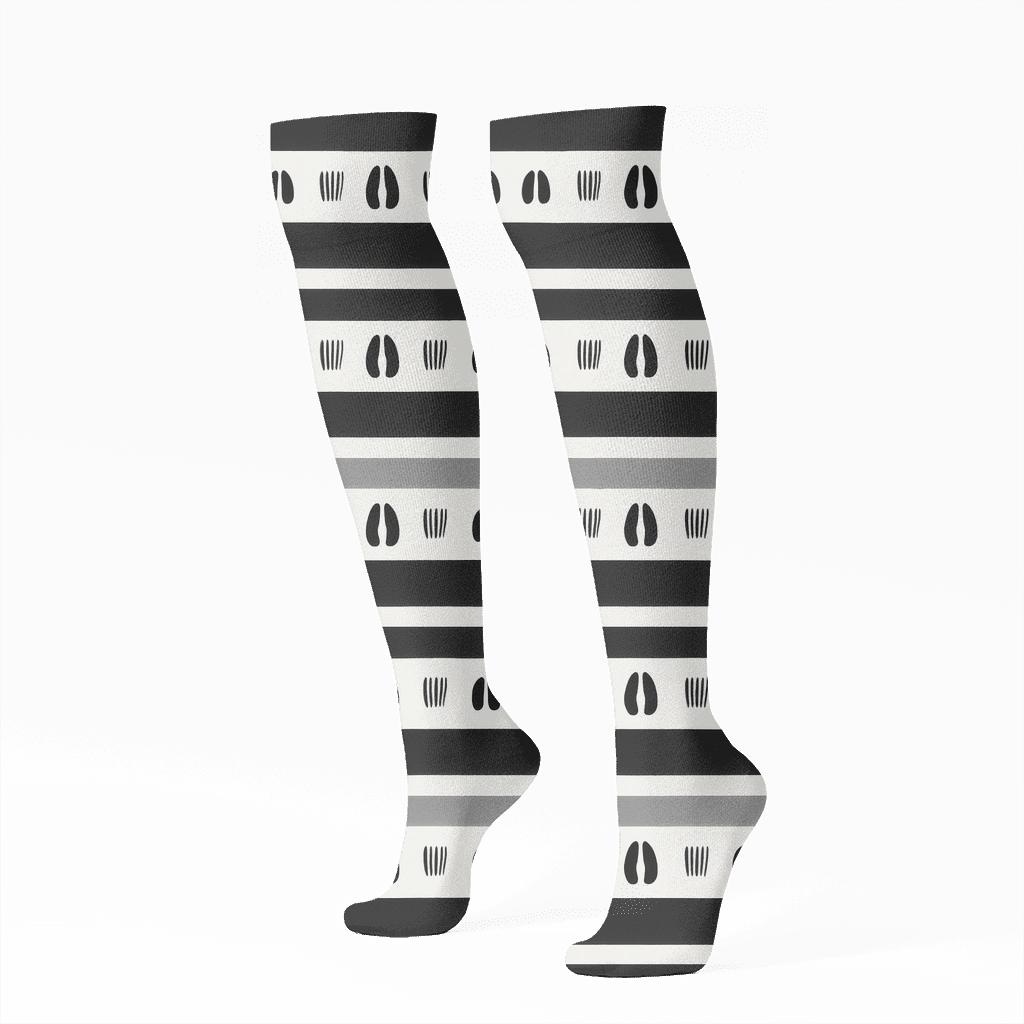 Zebra Crossing Linear Bands trendy patterned knee-high socks