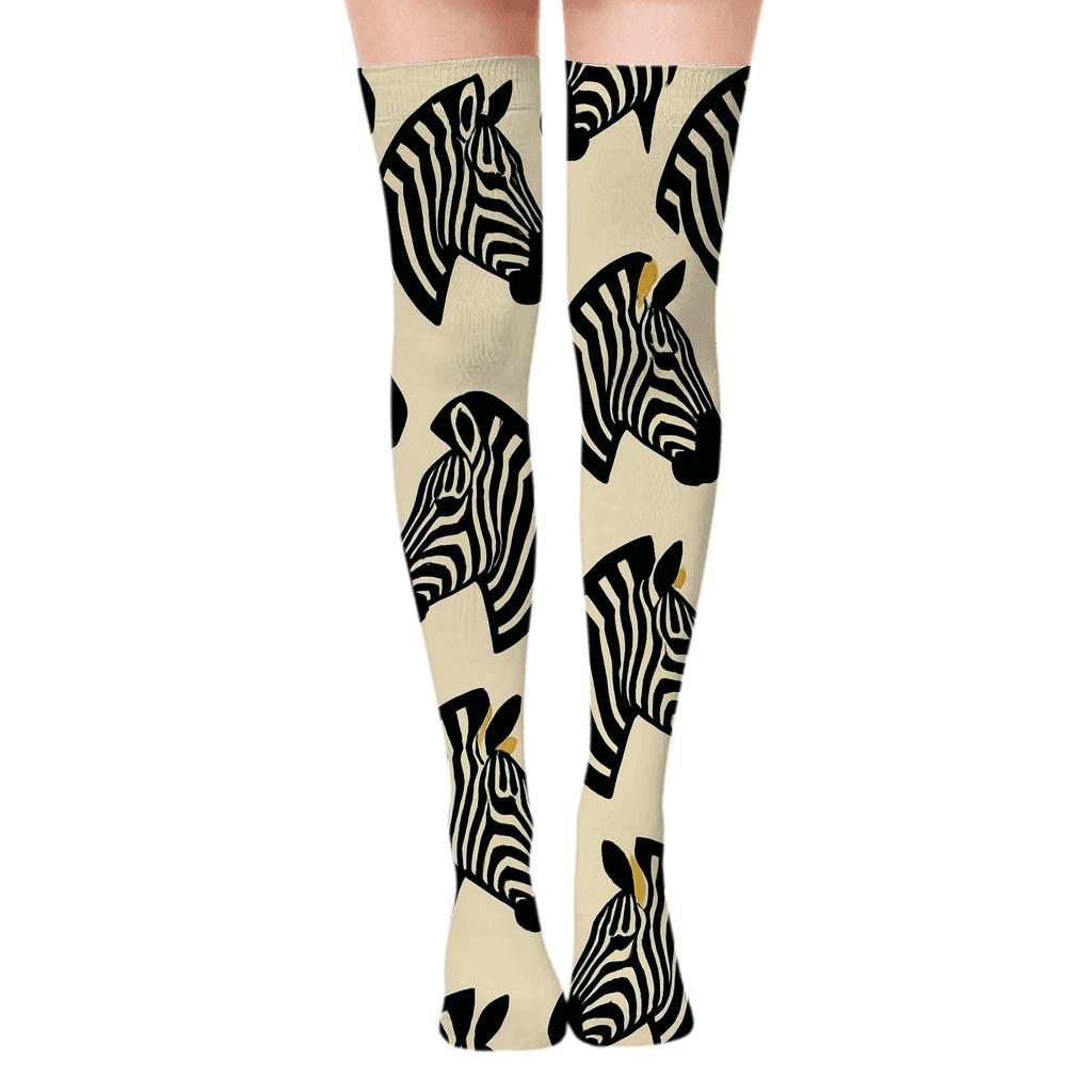 Zebra Silhouette Spotlight Array custom over-the-knee socks