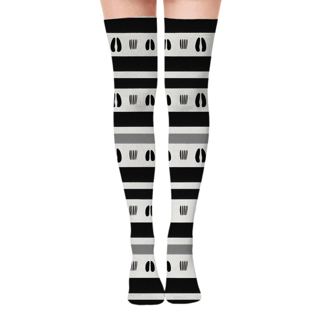 Zebra Crossing Linear Bands premium cozy over-the-knee socks