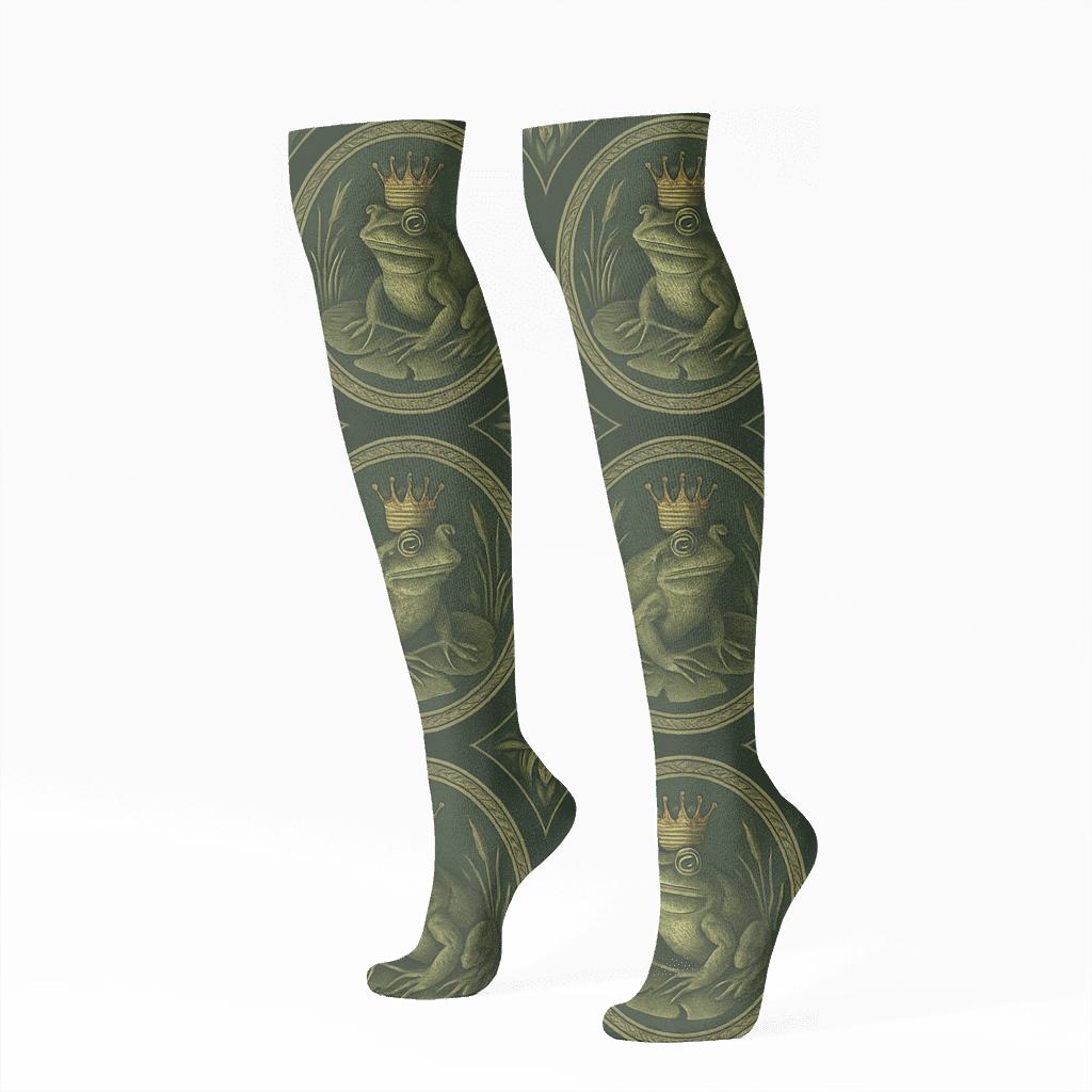 Frog Crown Medallion personalized knee-high socks