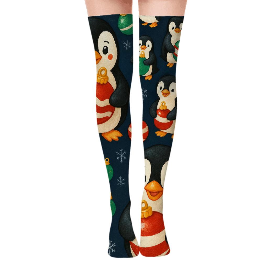 Penguin Ornament Scatter trendy patterned over-the-knee socks