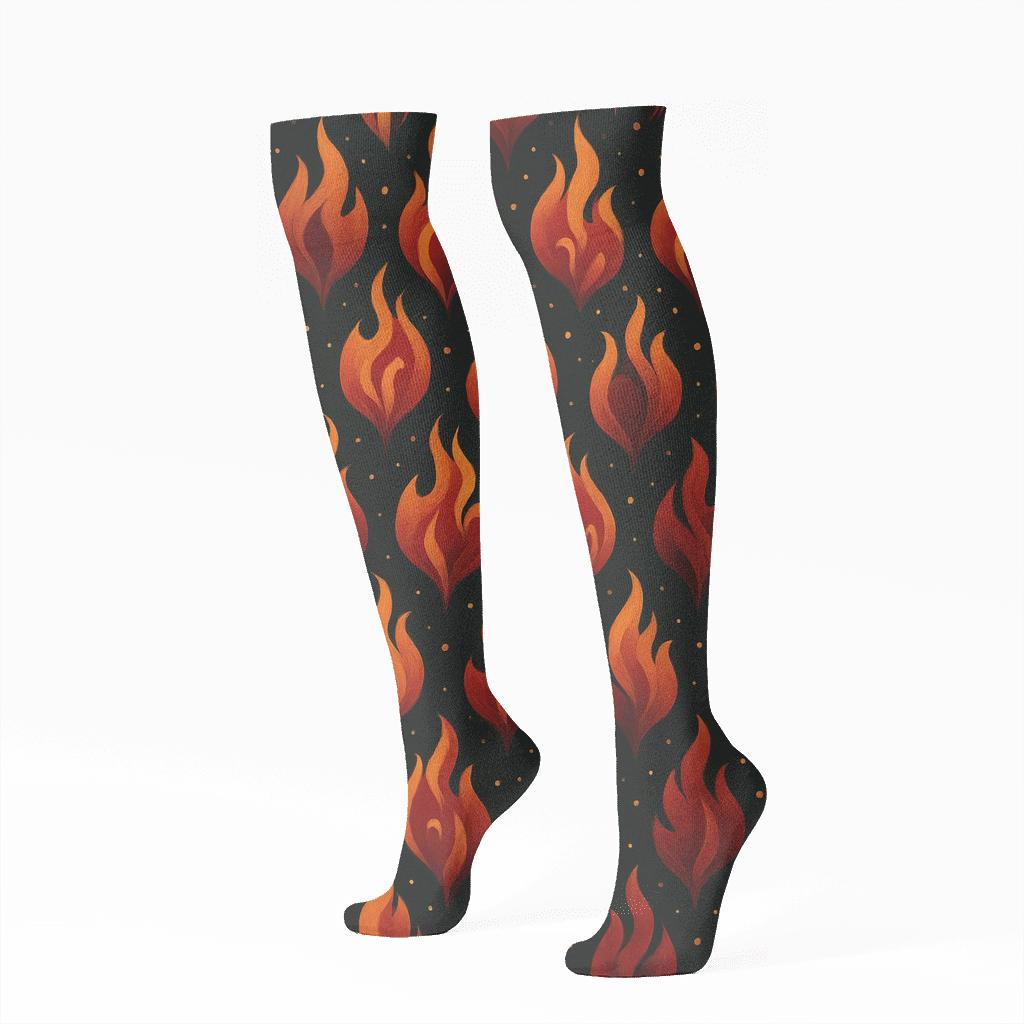 Ember Tessellation Grid unique graphic knee-high socks