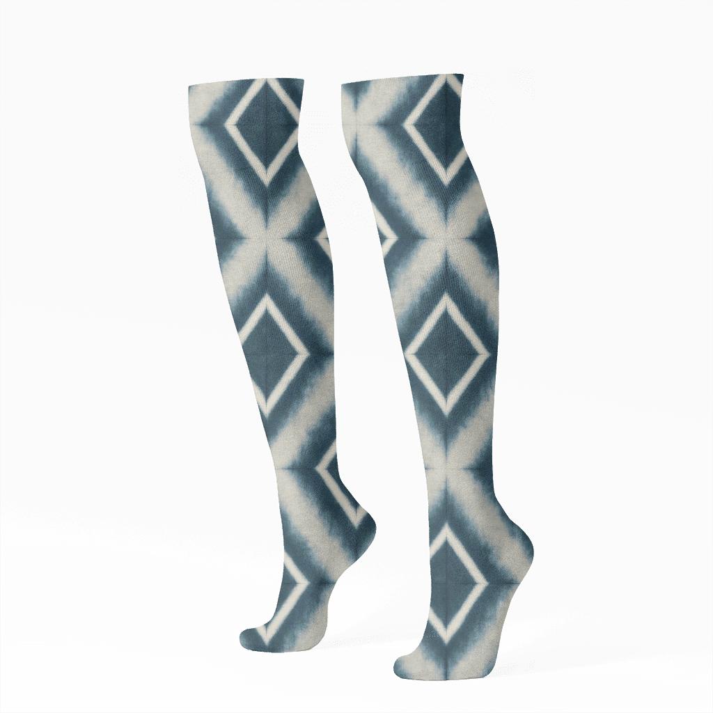 Shibori Diamond Array premium sports knee-high socks