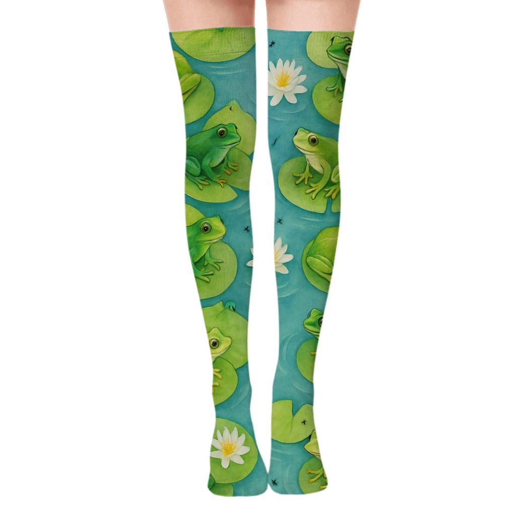 Lily Pad Lattice personalized over-the-knee socks