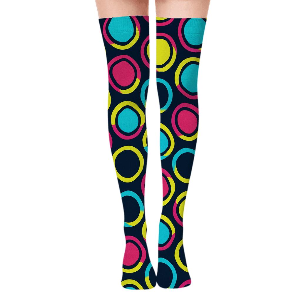Neon Pop Spot Mosaic personalized over-the-knee socks