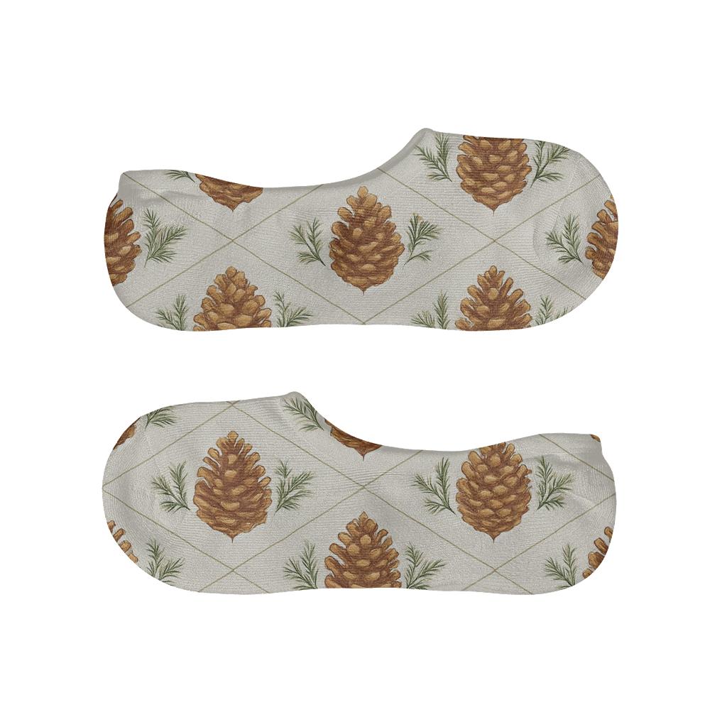Holiday Pinecone Chevron Christmas soft cotton no-show socks