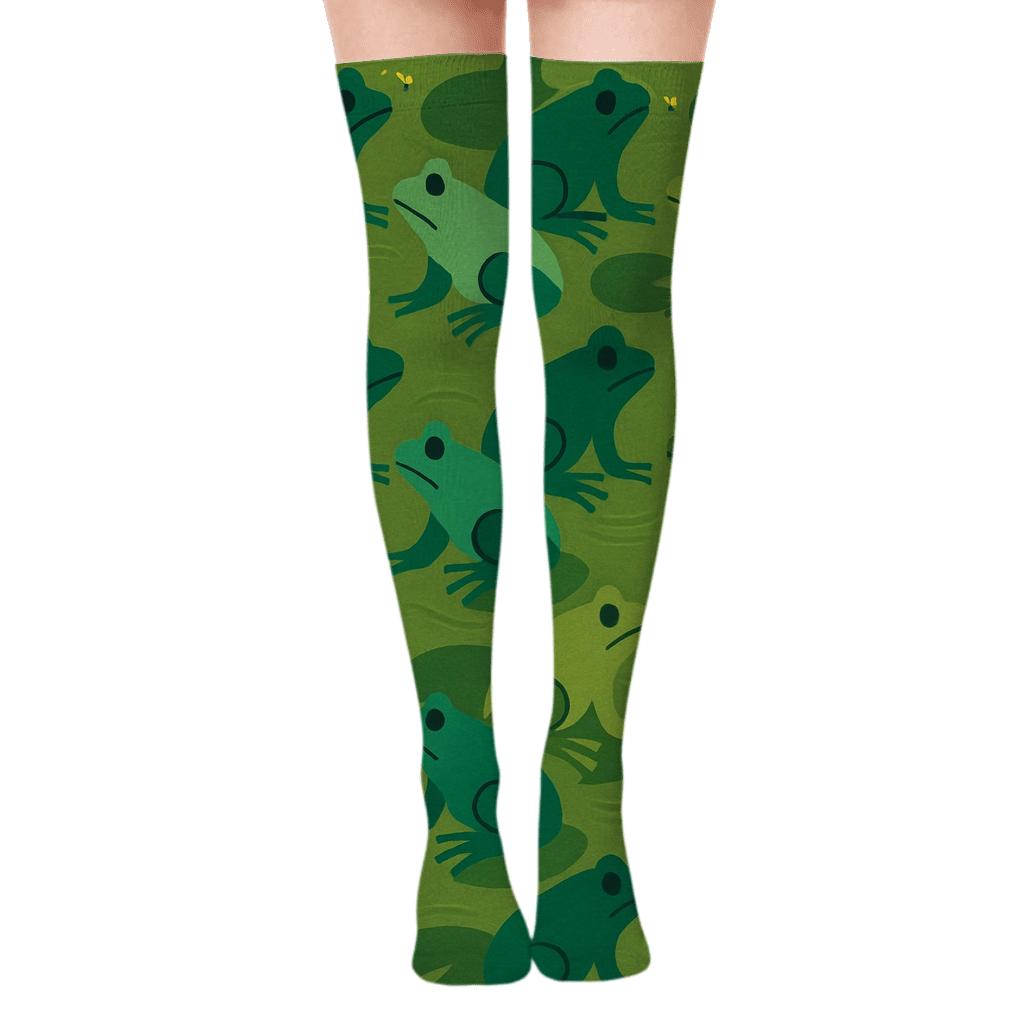 Gliding Frog Tessellation comfortable cotton over-the-knee socks