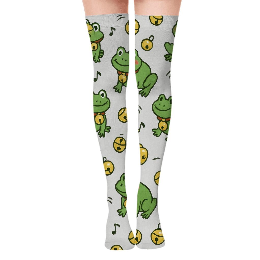 Frog Bell Rhythm Scatter stylish fashion over-the-knee socks