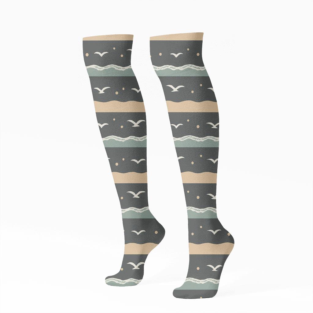Tide Line Minimal Bands trendy patterned knee-high socks