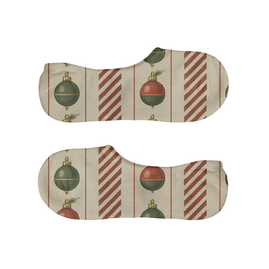 Holiday Ornament Stripe Christmas trendy no-show sock styles