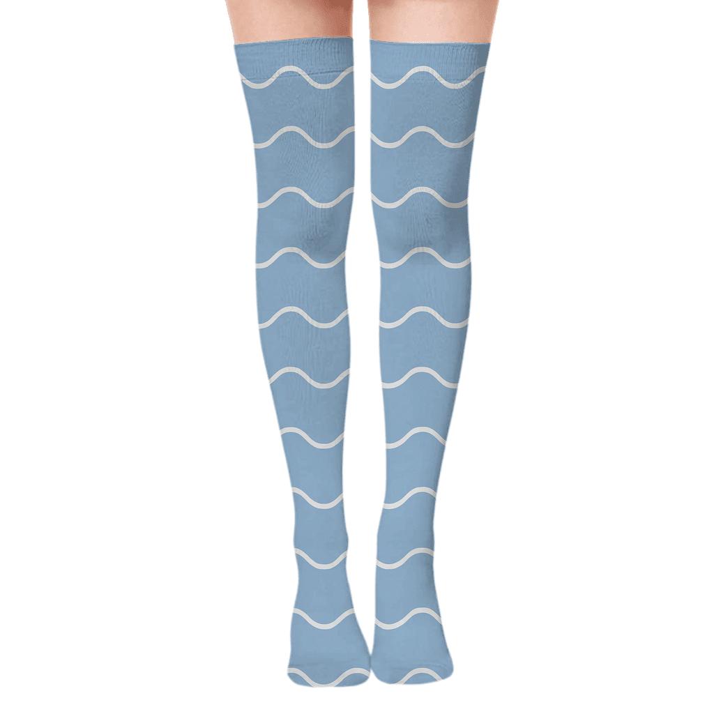Quiet Wave Repeat stylish fashion over-the-knee socks